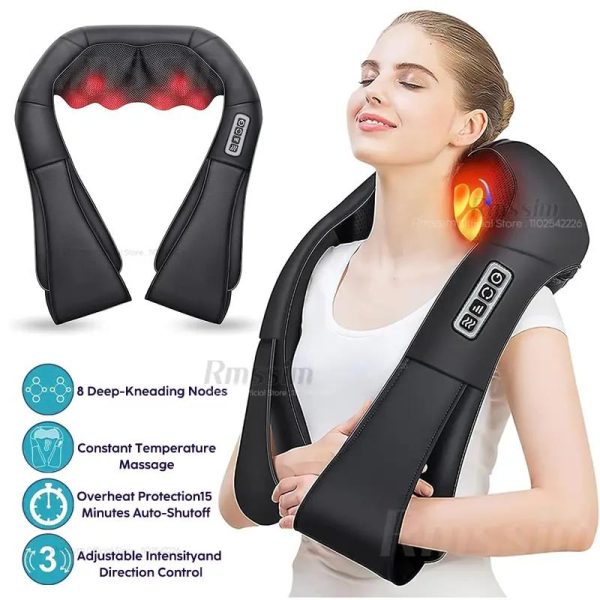 Shiatsu Neck and Shoulder Massager Heated Back Massager U Shape Deep Kneading Electric Massage Pillow For Neck Waist Leg Body - Image 4