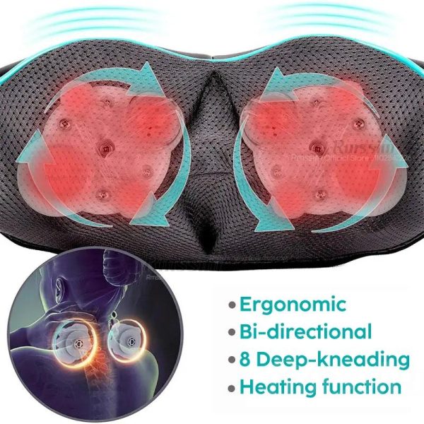 Shiatsu Neck and Shoulder Massager Heated Back Massager U Shape Deep Kneading Electric Massage Pillow For Neck Waist Leg Body - Image 5