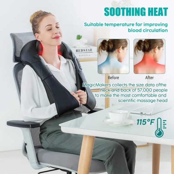 Shiatsu Neck and Shoulder Massager Heated Back Massager U Shape Deep Kneading Electric Massage Pillow For Neck Waist Leg Body - Image 6