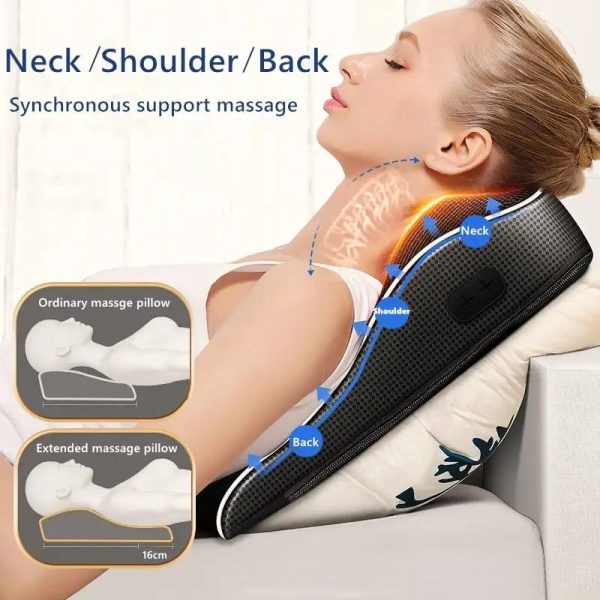 Electric Cervical Orthopedic Pillow Shiatsu Head Cervical Ttraction Body Back Waist Massager Car With Heating Vibrating Massage - Image 5