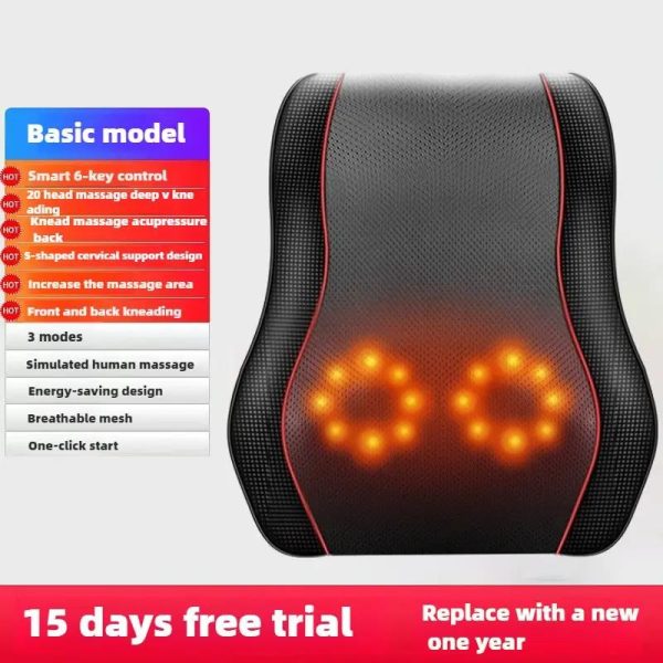 Electric Cervical Orthopedic Pillow Shiatsu Head Cervical Ttraction Body Back Waist Massager Car With Heating Vibrating Massage