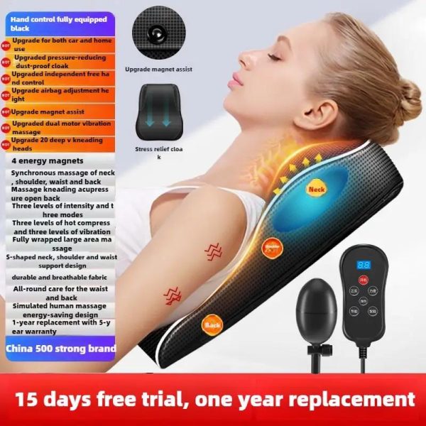 Electric Cervical Orthopedic Pillow Shiatsu Head Cervical Ttraction Body Back Waist Massager Car With Heating Vibrating Massage - Image 2